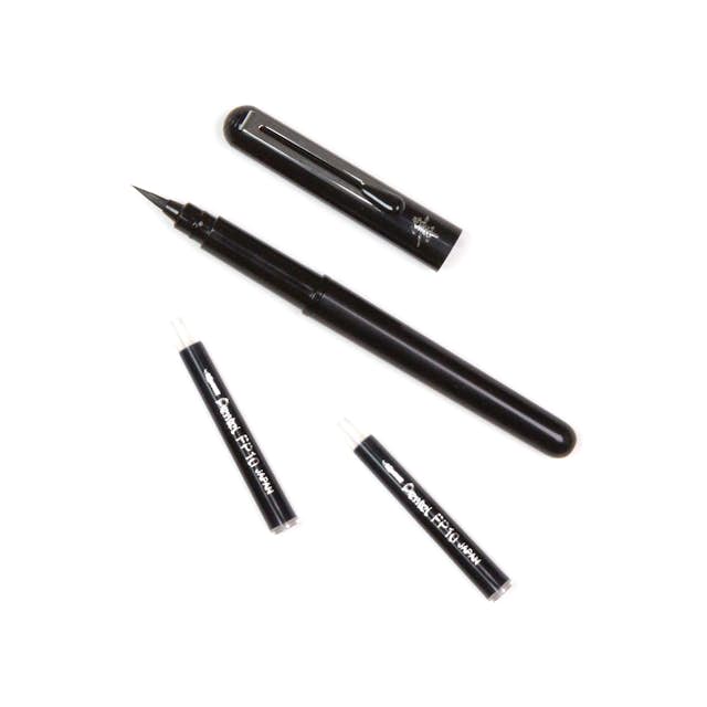 Pentel Brush Pen with Two Ink Cartridges